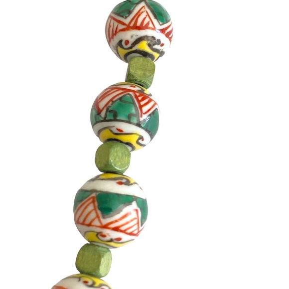Handcrafted Painted Ceramic Beads Necklace - Picture 4 of 7